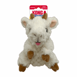 KONG Comfort Tykes Goat - Mjuk plysch hundleksak med avtagbar squeaker